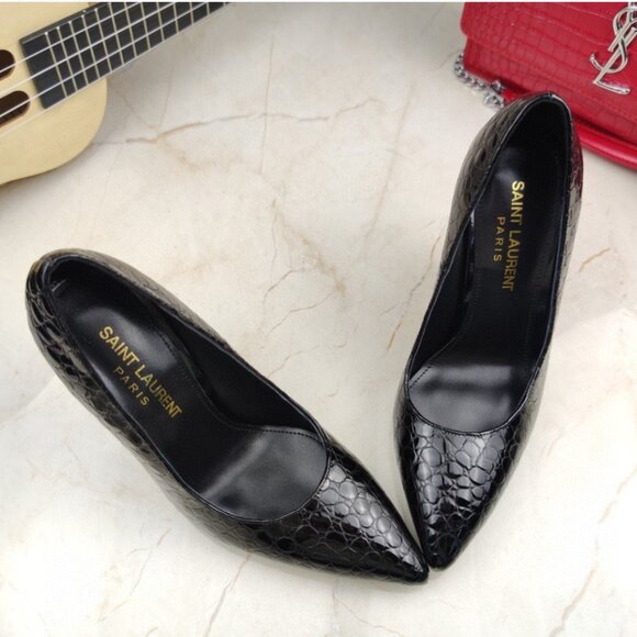 Saint Laurent Ysl Letter Metal Heel Shoes - Picture 7 of 8